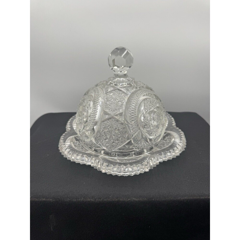 Unbranded Clear Glass Round Dome Butter Dish